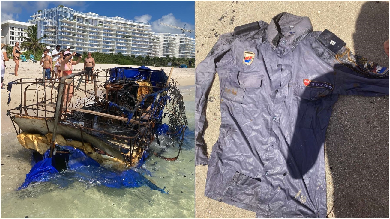 Llega a Miami una balsa quemada con el uniforme de un policía cubano dentro (fotos)