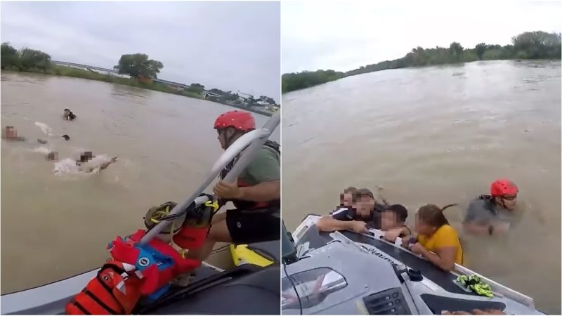 Momento de tensión: Patrulla Fronteriza rescata a 5 migrantes de ahogarse en el río Bravo (video)