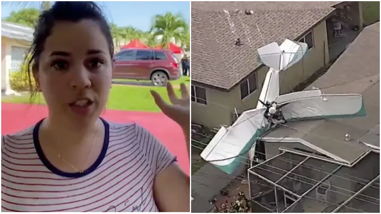 Miami: Madre cubana pasa el susto de su vida, una avioneta se estrelló en el techo de su casa (video)