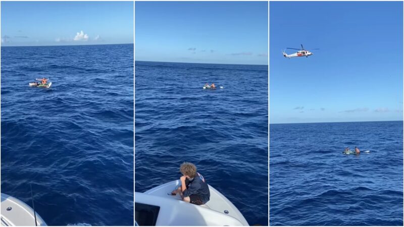 Así rescatan a tres balseros cubanos junto a una niña cuando se hundían cerca de Florida (videos)