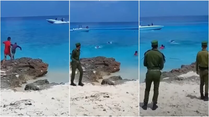 Viral: Un grupo de cubanos se escapa del país en una lancha rápida frente a militares (video)