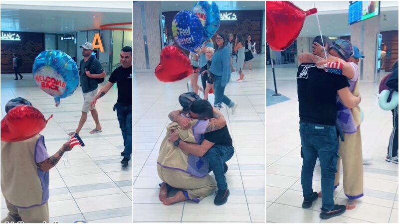 Cubana, cumpliendo promesa a San Lázaro, recibe a su padre en aeropuerto de EEUU