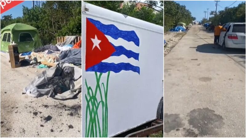 Cubanos, huyendo del costo de vida en Miami, sobreviven en campamento en los Cayos (video)